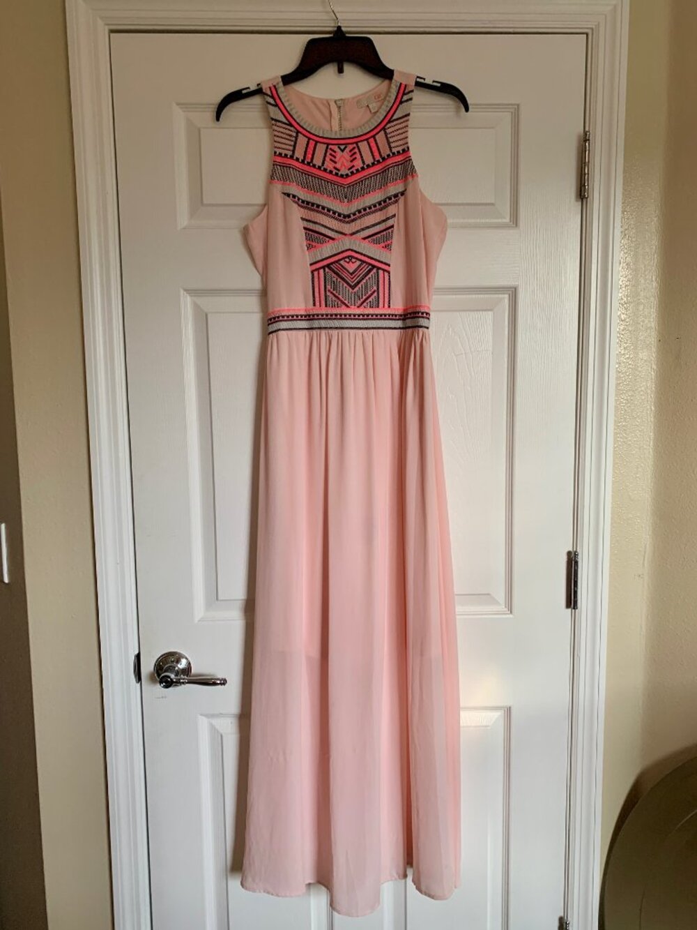 Gianni Bini (GB) Geometric Embroidered Sleeveless Maxi Dress